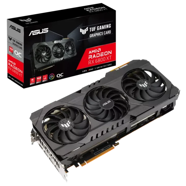 ASUS TUF Gaming AMD Radeon RX 6800 XT OC Edition PCIe 4.0, pci_e_x16 16GB GDDR6, HDMI 2.1, DisplayPort 1.4a, Dual Ball Fan Bearings, All-Aluminium Shroud, Reinforced Frame, GPU Tweak II Graphics Card