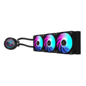 AORUS WATERFORCE II 360 AIO Liquid CPU Cooler, Rotatable Circular LCD Display with Micro SD Support, 360mm Radiator with 3X 120mm Low Noise ARGB Fans, Compatible with Intel LGA1700