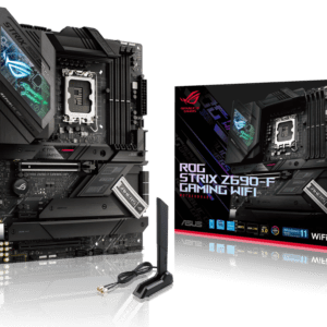 Asus ROG Strix Z690-F Gaming WiFi LGA 1700 (12th Gen Intel Core) ATX Motherboard with DDR5, PCIe 5.0, WiFi 6E, 2.5 Gb LAN, Four M.2 with Backplate heatsinks and PCIe Slot Q-Release, Aura Sync