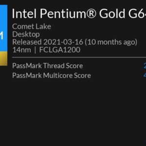 Intel Pentium Gold G6405 Core 10th Gen Generation Desktop Processor Box CPU APU 4MB Cache 4.1 GHz Clock Speed LGA 1200 Socket