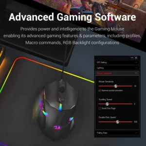 Redragon M601 RGB Blacklit 7200 DPI USB Gaming Mouse Wired Ergonomic 7 Button Programmable Mouse Centrophorus with Macro Recording & 8 Piece Weight Tuning Set For Windows PC