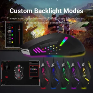 Redragon M601 RGB Blacklit 7200 DPI USB Gaming Mouse Wired Ergonomic 7 Button Programmable Mouse Centrophorus with Macro Recording & 8 Piece Weight Tuning Set For Windows PC