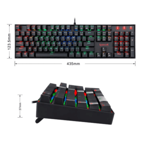 Redragon K551 Rainbow LED Backlit Mechanical Wired Gaming Keyboard with Numlock Keys for Windows PC