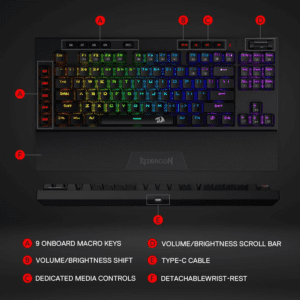 Redragon K596 Vishnu 2.4G Wireless/Wired RGB Mechanical Gaming Keyboard