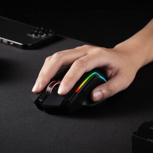 Redragon M810 Pro Wireless Gaming Mouse, 10000 DPI Wired/Wireless Gamer Mouse w/Rapid Fire Key, 8 Macro Buttons, 45-Hour Durable Power Capacity and RGB Backlit for PC/Mac/Laptop