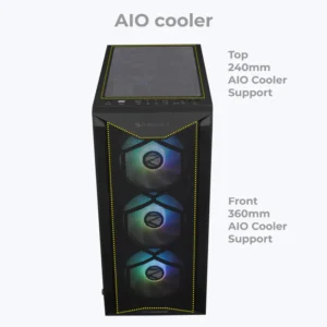 ZEBRONICS Invader Mid-Tower Premium Gaming Cabinet (Black)