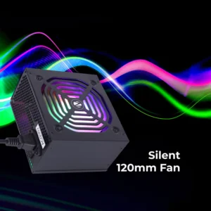 ZEBRONICS ZS500 500W Non Modular Power Supply with Silent 120mm RGB Fan, SATA x 3, 12V 28A (Max.), Over Voltage/Short Circuit Protection