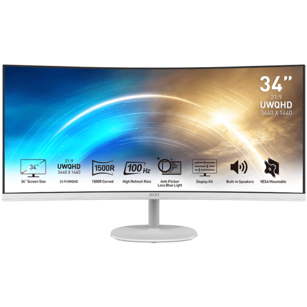 MSI Pro MP341CQ White Computer Monitor