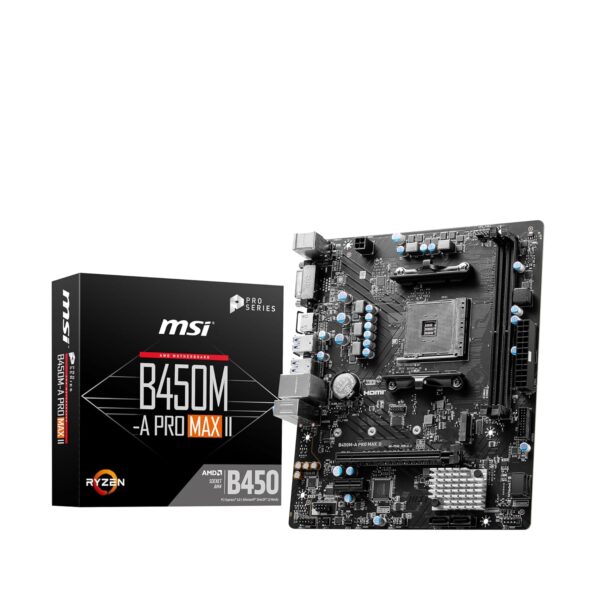 MSI B450M‑A PRO MAX II AM4 mATX Motherboard with DDR4 OC, M.2 NVMe & Legacy Display Outputs