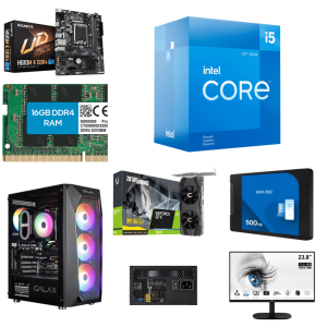 Intel Core i5 12400F H610M DDR4 16GB DDR4 512GB SSD, 1650 4GB graphics card, 550W , 4 Fan Cabinet, 24 Inch 100HZ Monitor