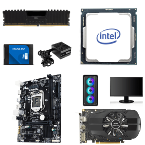 Assembled Computer Avika Retails Intel Core-i5 6th Gen with H110M Motherboard, 16GB DDR4 RAM, 256GB SSD, 450W PSU, 4GB Graphics Card, 4 RGB Fan Cabinet, 18.5 Inch Monitor