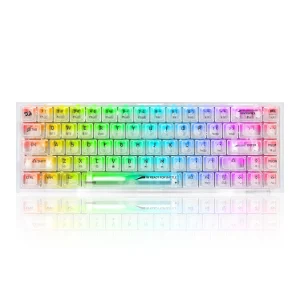 Redragon K631 PRO 65% 3-Mode Wireless RGB Gaming Keyboard, 68 Keys Compact Full-Transparent Mechanical Keyboard w/Hot-Swap Free-Mod PCB Socket, Translucent Custom Switch - White