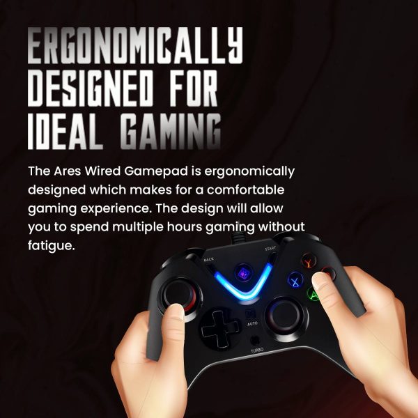 Cosmic Byte Ares Wired Controller Black, Rubberized Texture, 700mAh Battery, Vibration Feedback - Image 11