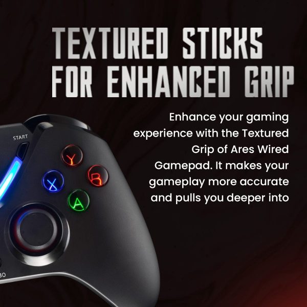 Cosmic Byte Ares Wired Controller Black, Rubberized Texture, 700mAh Battery, Vibration Feedback - Image 9