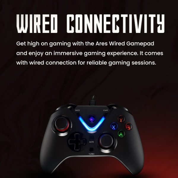 Cosmic Byte Ares Wired Controller Black, Rubberized Texture, 700mAh Battery, Vibration Feedback - Image 5