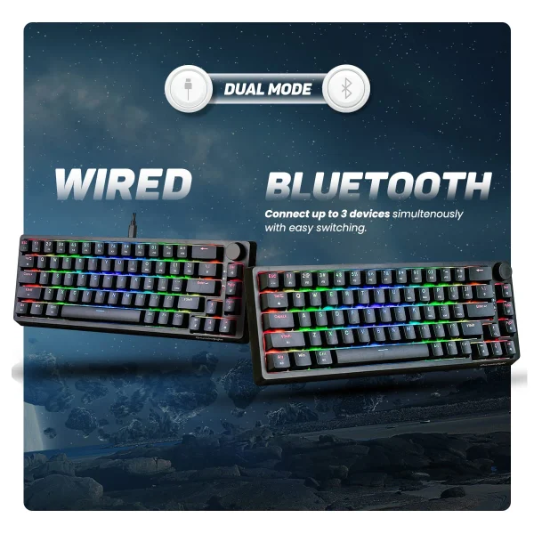 Cosmic Byte Astra RGB CB-GK-33 Mechanical Keyboard ( Wired & Bluetooth ) - Image 2