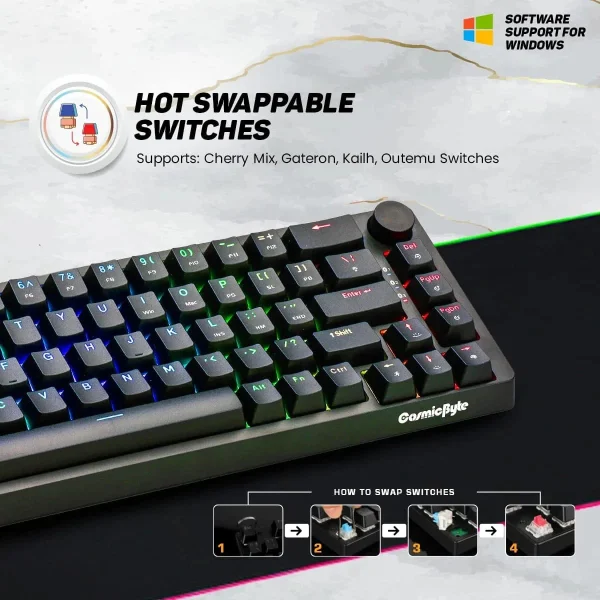 Cosmic Byte Astra RGB CB-GK-33 Mechanical Keyboard ( Wired & Bluetooth ) - Image 3