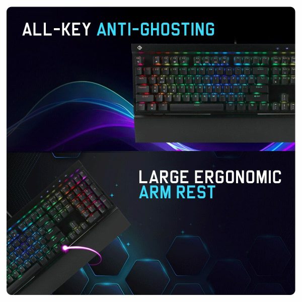 Cosmic Byte Black Eye Pro GK29 – Full-Size RGB Mechanical Keyboard with Hot-Swappable Blue Switches & Wrist Rest - Image 5