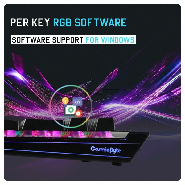 Cosmic Byte Black Eye Pro GK29 – Full-Size RGB Mechanical Keyboard with Hot-Swappable Blue Switches & Wrist Rest - Image 7