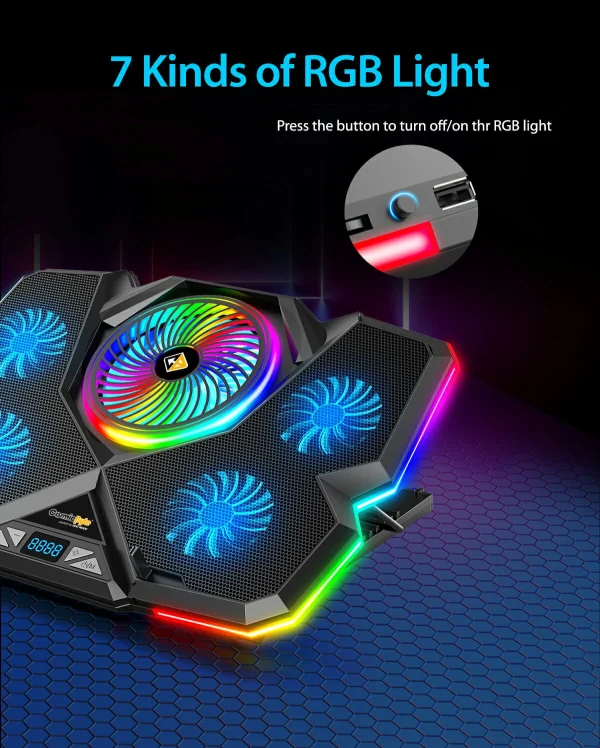 Cosmic Byte Cyclone RGB Laptop Cooling Pad With 5 Fans - Image 2