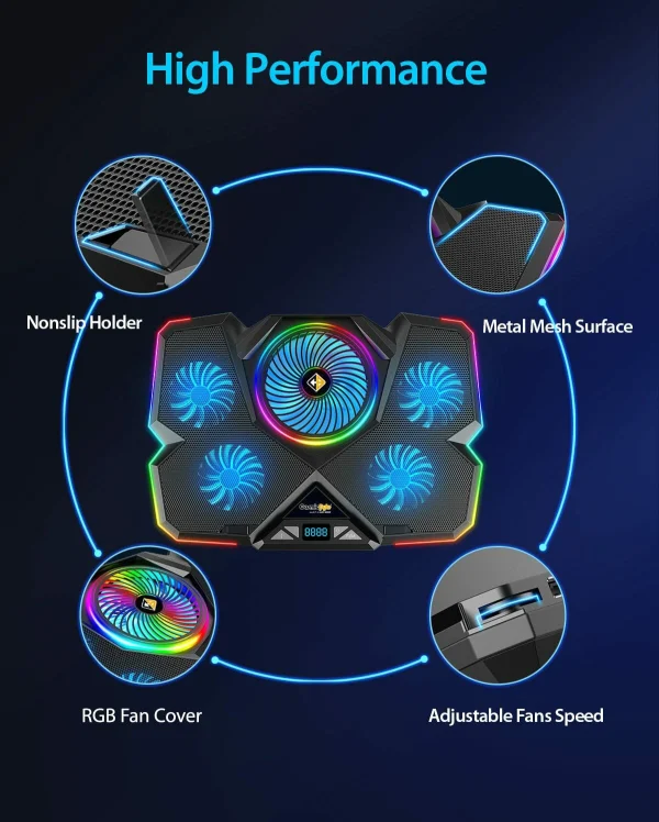 Cosmic Byte Cyclone RGB Laptop Cooling Pad With 5 Fans - Image 3