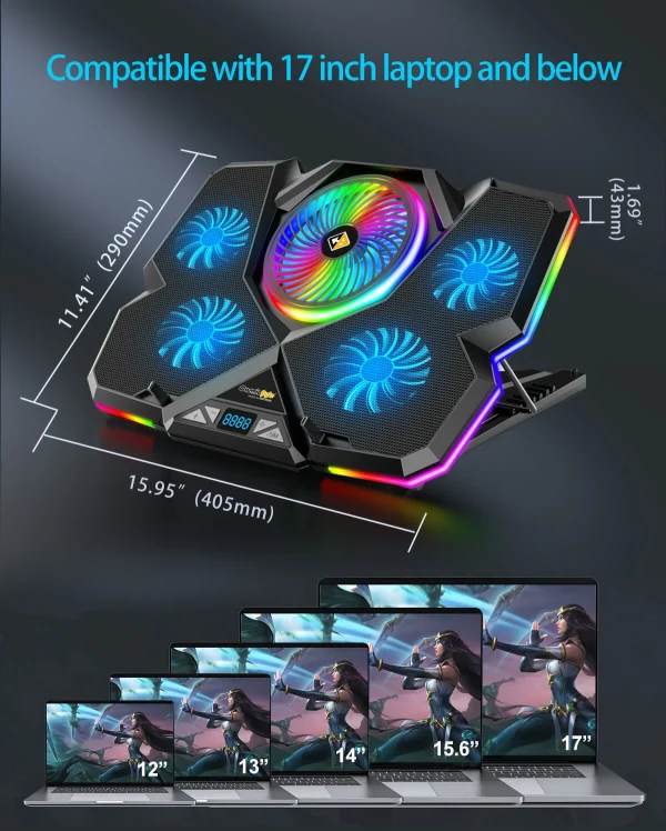 Cosmic Byte Cyclone RGB Laptop Cooling Pad With 5 Fans - Image 8