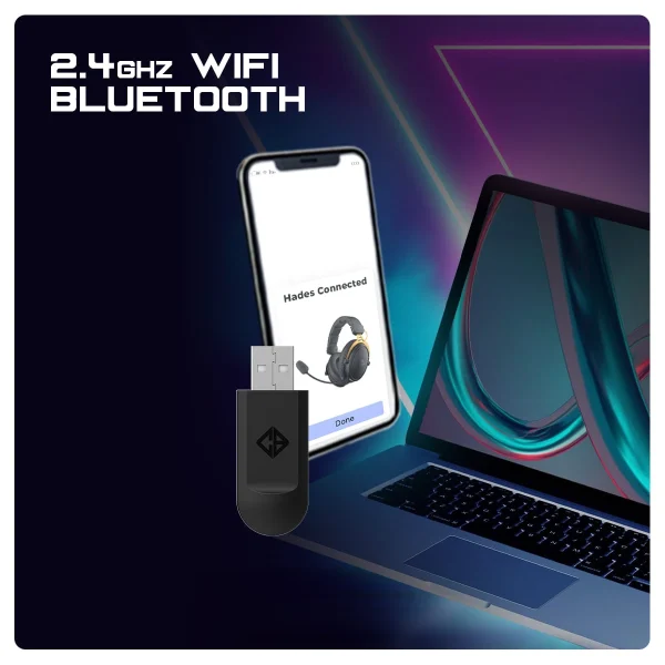 Cosmic Byte Immortal 2.4Ghz Wireless + Bluetooth + Wired Headphone (Black) - Image 5