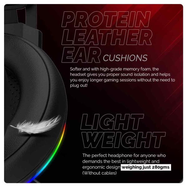 Cosmic Byte Proteus RGB Headset 7.1, Dual Input Headphone, ENC Microphone Black Color - Image 5