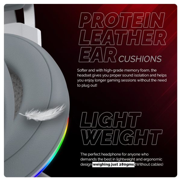 Cosmic Byte Proteus RGB White Headset 7.1, Dual Input Headphone, ENC Microphone ( White ) - Image 4
