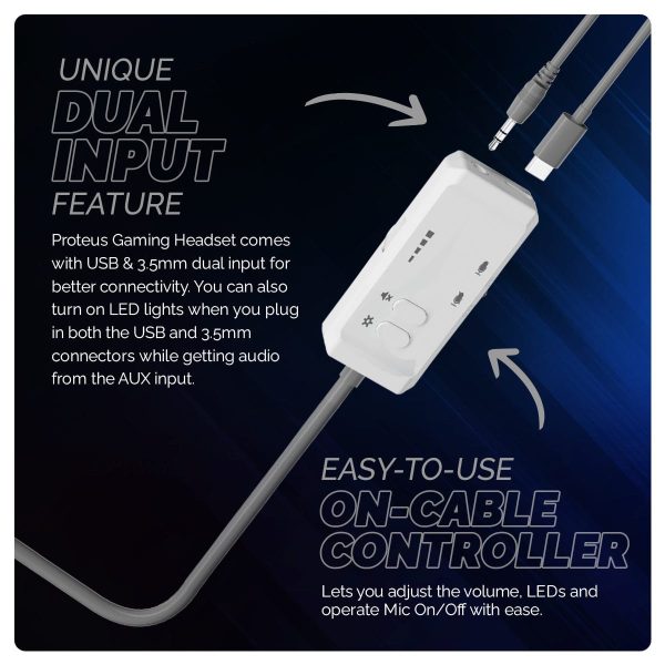 Cosmic Byte Proteus RGB White Headset 7.1, Dual Input Headphone, ENC Microphone ( White ) - Image 5