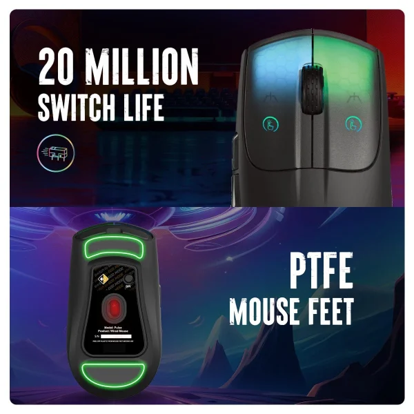Cosmic Byte Pulse Wired Gaming Mouse Pixart 3327 Sensor, 200-12400 DPI - Image 7