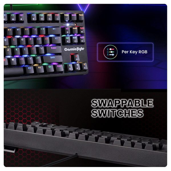 Cosmic Byte Trinity Wired Optical Keyboard CB-GK-38 – Hot-Swappable, TKL, RGB, 100M Key Life - Image 4