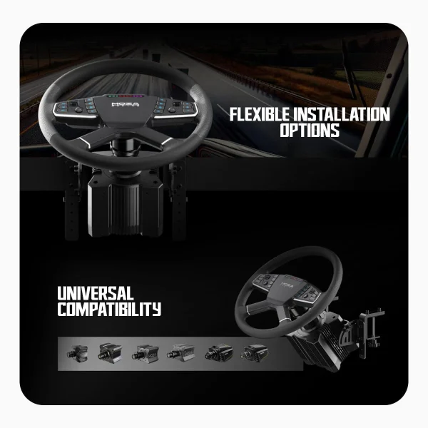 Cosmic Byte Moza Trucking Racing Bundle – PC Sim Racing Kit with R5 Wheelbase, TSW Truck Wheel, SR-P Lite Pedals & Truck Wheel Clamp - Image 2