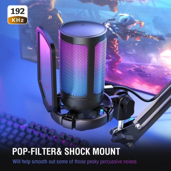 FIFINE AmpliGame A6V USB Microphone with Volume Dial, Mute Button & RGB for Gaming on PC/Laptop/PS4/5 Black - Image 5