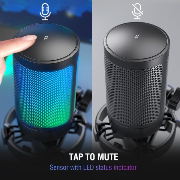 FIFINE AmpliGame A6V USB Microphone with Volume Dial, Mute Button & RGB for Gaming on PC/Laptop/PS4/5 Black - Image 3