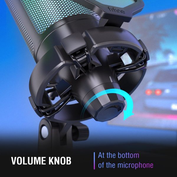 FIFINE AmpliGame A6V USB Microphone with Volume Dial, Mute Button & RGB for Gaming on PC/Laptop/PS4/5 Black - Image 2
