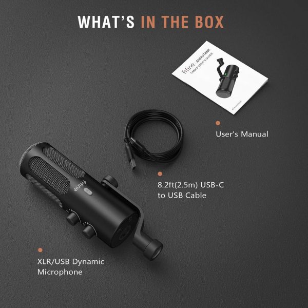 FIFINE AmpliTank Tank3 USB/XLR Dynamic Mic with I/O Control & Quick-mute In Type-C, Built-in Pop Filter & Hefty All-metal Body - Image 6