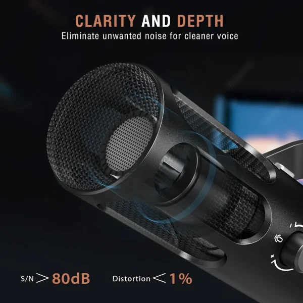 FIFINE AmpliTank Tank3 USB/XLR Dynamic Mic with I/O Control & Quick-mute In Type-C, Built-in Pop Filter & Hefty All-metal Body - Image 4