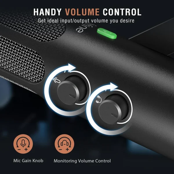 FIFINE AmpliTank Tank3 USB/XLR Dynamic Mic with I/O Control & Quick-mute In Type-C, Built-in Pop Filter & Hefty All-metal Body - Image 3