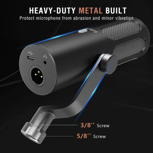 FIFINE AmpliTank Tank3 USB/XLR Dynamic Mic with I/O Control & Quick-mute In Type-C, Built-in Pop Filter & Hefty All-metal Body - Image 2