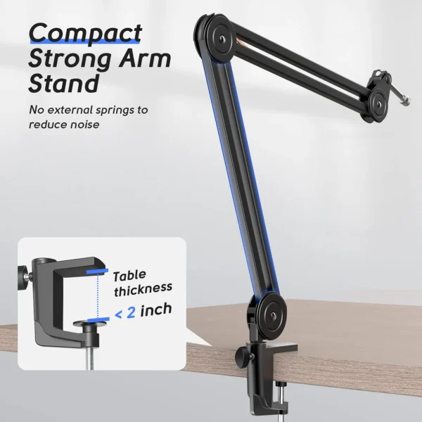 FIFINE BM63 Boom Arm Stand with 15.5" Arms, Build-in Springs, Handling Max 2 Kilograms of Weight for All Standard Mics, Mounts - Image 4