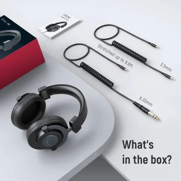 FIFINE H8 Studio Headphone with 50mm Dynamic Driver, 1/8" to 1/4" & 1/8" to 1/8" Coiled Cable for Recording Audio, Mixing Tracks - Image 2