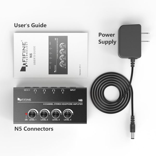 FIFINE N6 Headphone Amplifier with Stereo Output and Individual Volume Controls - Image 3