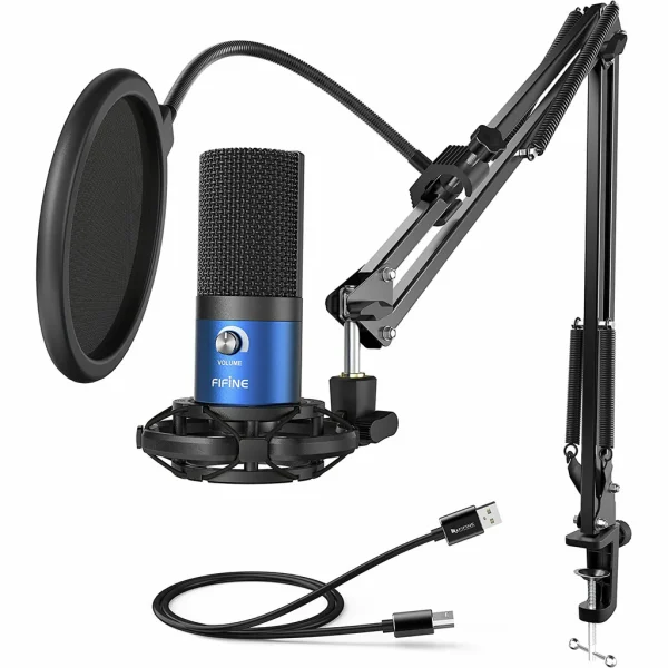 FIFINE T669 USB Microphone Bundle with Arm Stand & Shock Mount for Streaming, Podcasting on Laptop/PC - Image 5