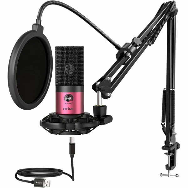 FIFINE T669 USB Microphone Bundle with Arm Stand & Shock Mount for Streaming, Podcasting on Laptop/PC - Image 3