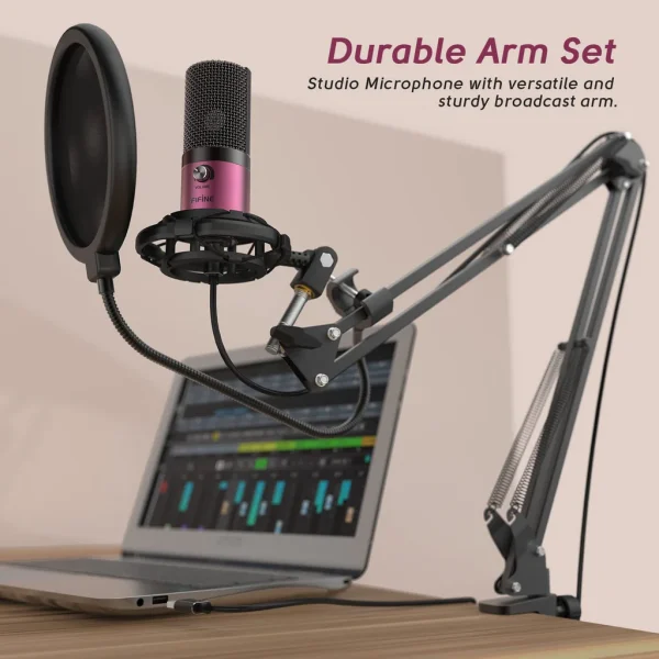 FIFINE T669 USB Microphone Bundle with Arm Stand & Shock Mount for Streaming, Podcasting on Laptop/PC - Image 2