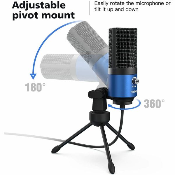 FIFINE K669B Metal USB Unidirectional Microphone Condenser Input Volume Control Knob, Streaming and YouTube Videos (Black) - Image 4