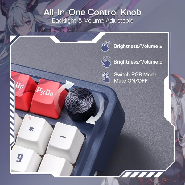 Redragon Eisa Pro K686 Pro Wired+2.4Ghz+BT Mechanical Keyboard Anime Theme (Custom Hi-Fi Linear Switch) - Image 5