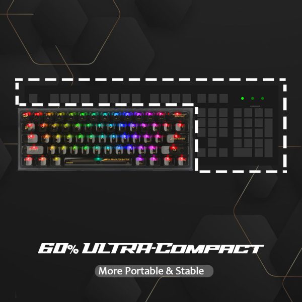 Redragon Fizz K617 - 60% Wired Mechanical Keyboard Black Transparent (Translucent Custom Switch) - Image 2