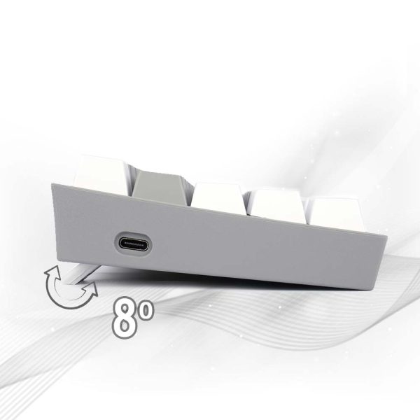 Redragon Fizz Pro K616 - 60% Wired+2.4Ghz+BT Mechanical Keyboard Grey and White (Red Switch) - Image 3